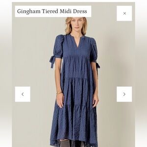 English Factory Gingham Tiers Midi Dress